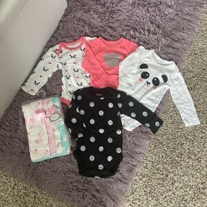 Bundles Baby Place Long Sleeve Girl Onesies & Luvable Friends Burp Cloth Bundle